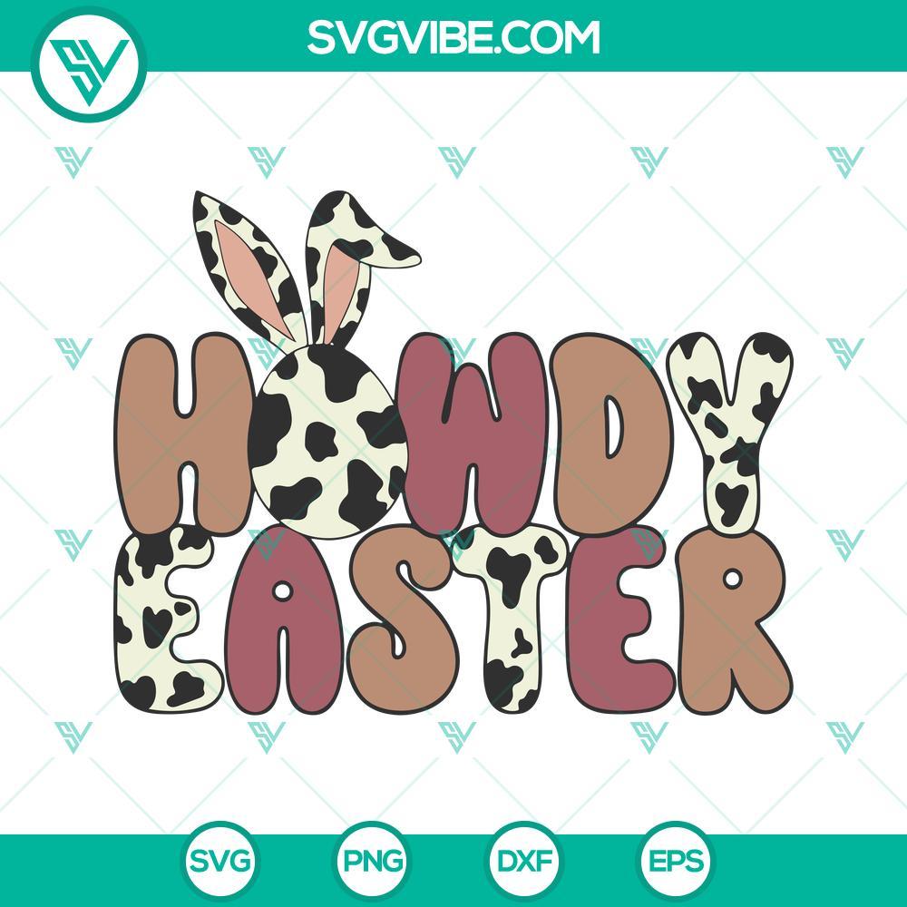 howdy easter svg cowhide eggs svg retro western easter bunny svg png dxf eps 1 mockup