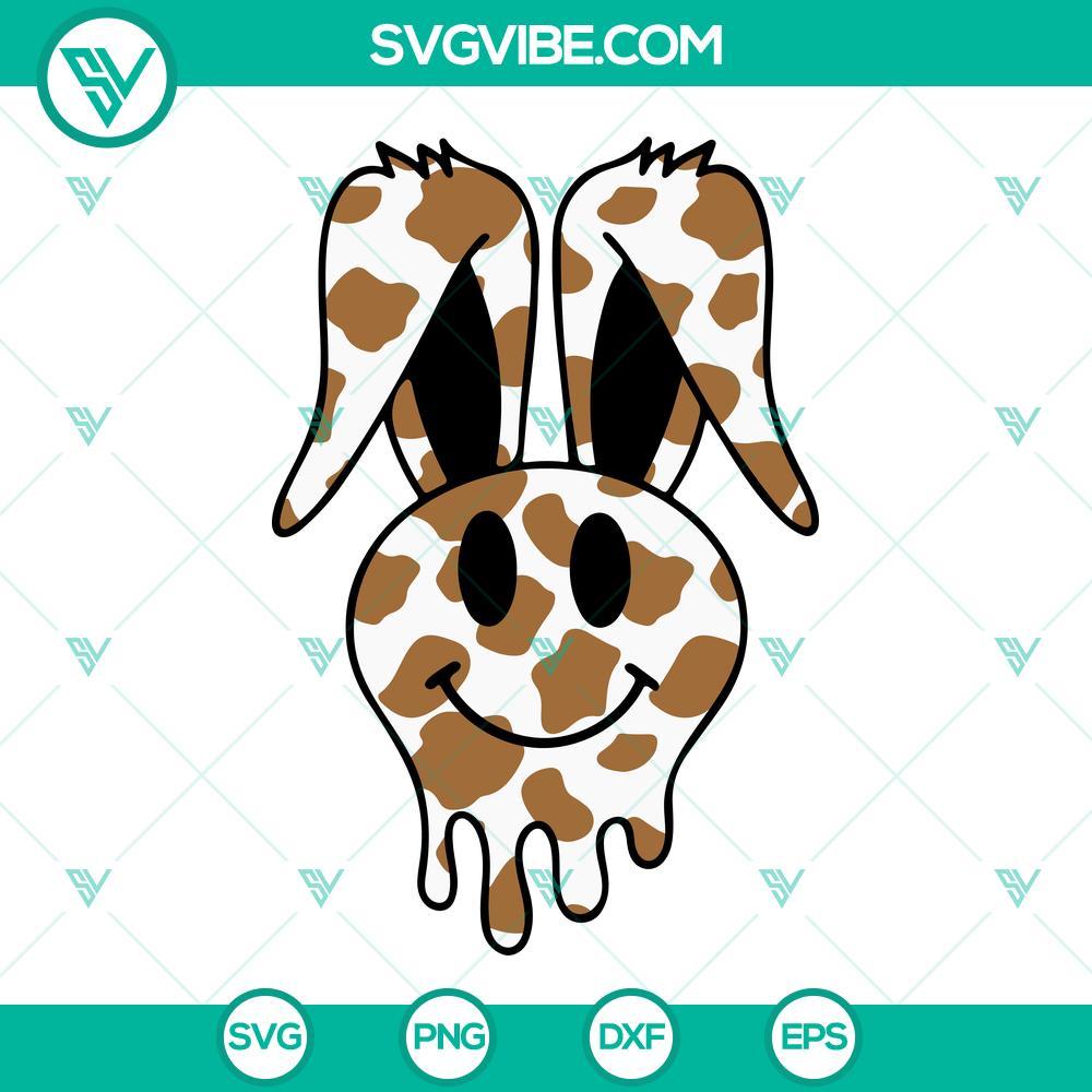 cowhide bunny smile svg rabbit svg cute svg happy easter svg png dxf eps cut files 1 mockup