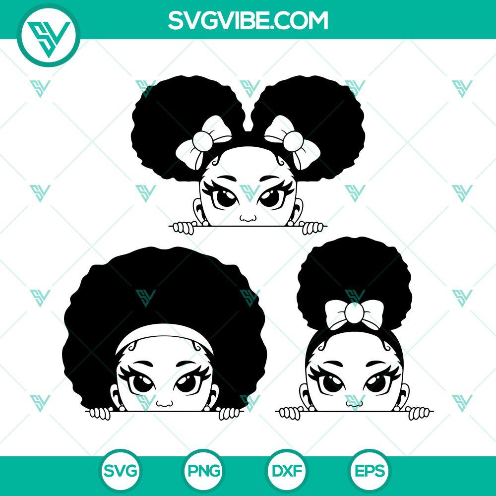 afro girl svg bundle peekaboo girl svg black girl messy bun svg black history svg png dxf eps cricut 1 mockup