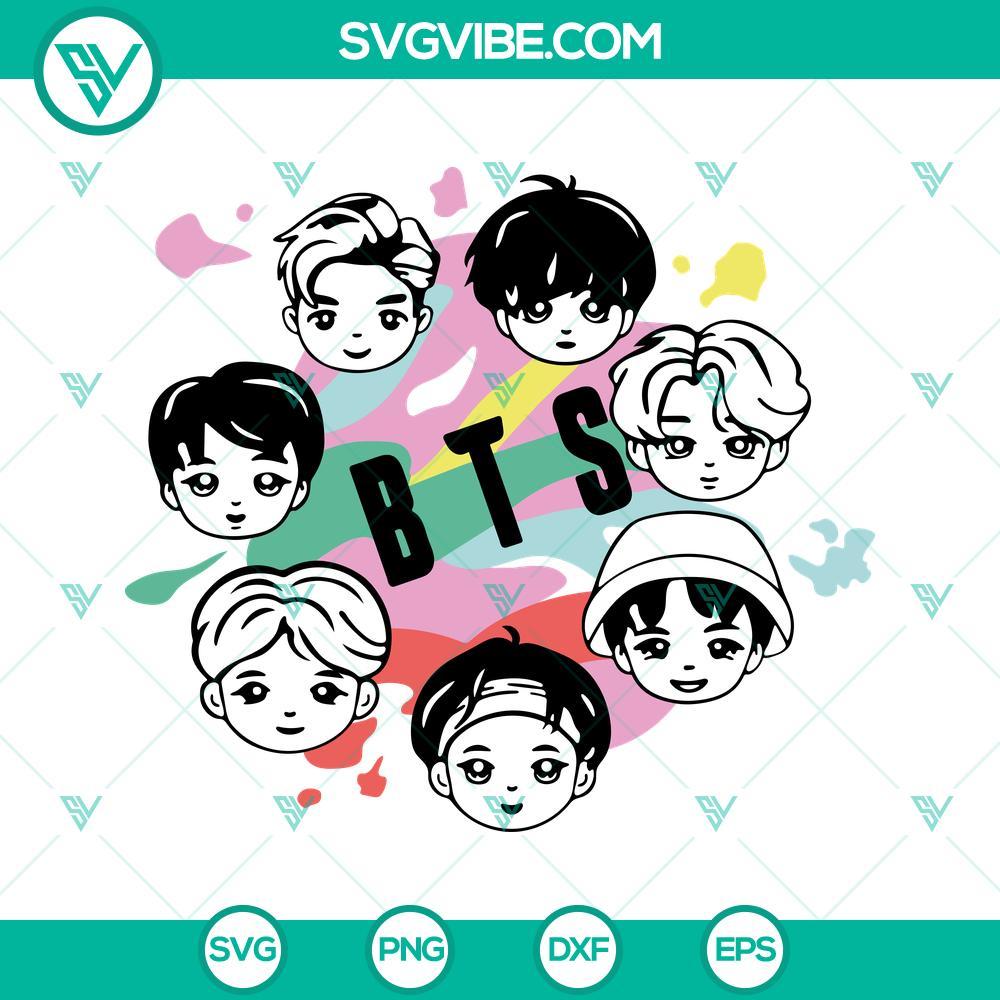 bts chibi svg kpop star svg png dxf eps files for cricut 10 mockup