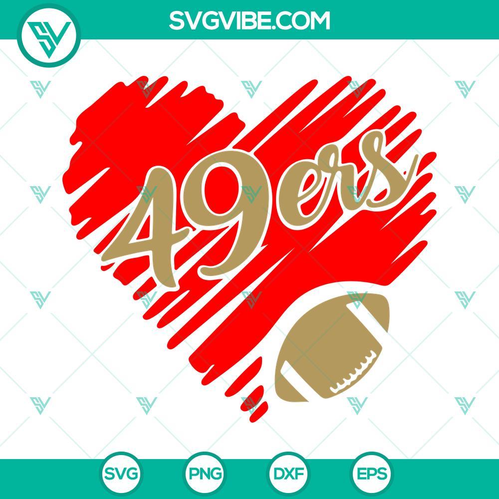 san francisco 49ers heart svg 49ers football svg nfl team svg png dxf eps files for cricut 7 mockup