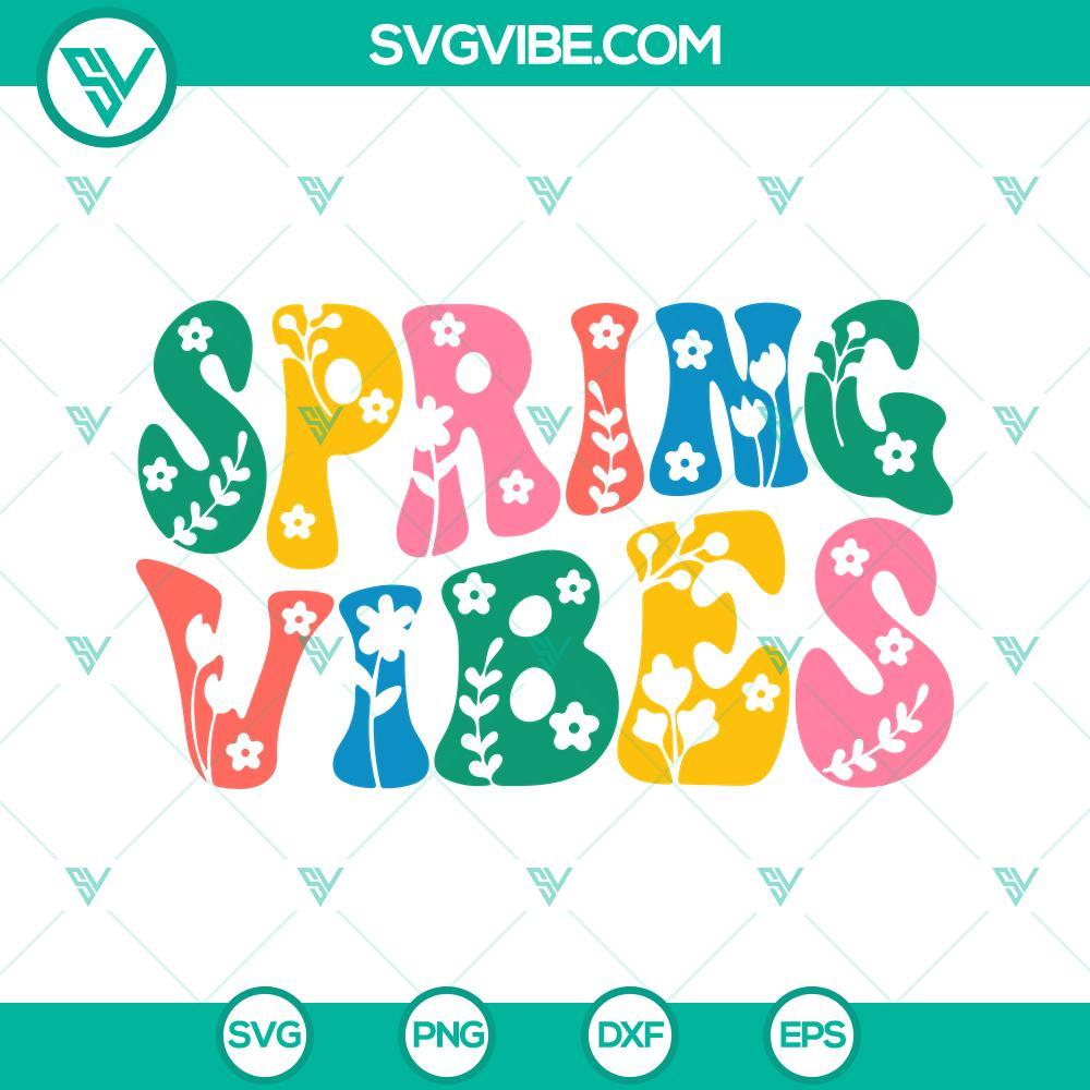 spring vibes svg spring flowers svg easter svg retro spring svg png dxf eps 6 mockup