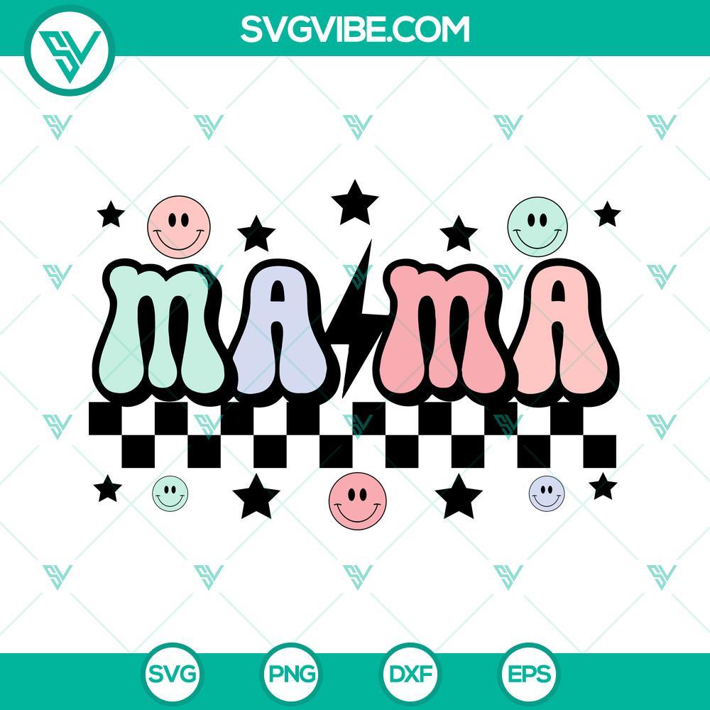 mama checkered svg retro mama svg smiley face svg png dxf eps 3 mockup