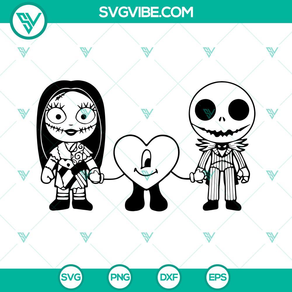 jack and sally bad bunny heart svg jack sally valentine svg san valentin sin ti svg 6 mockup