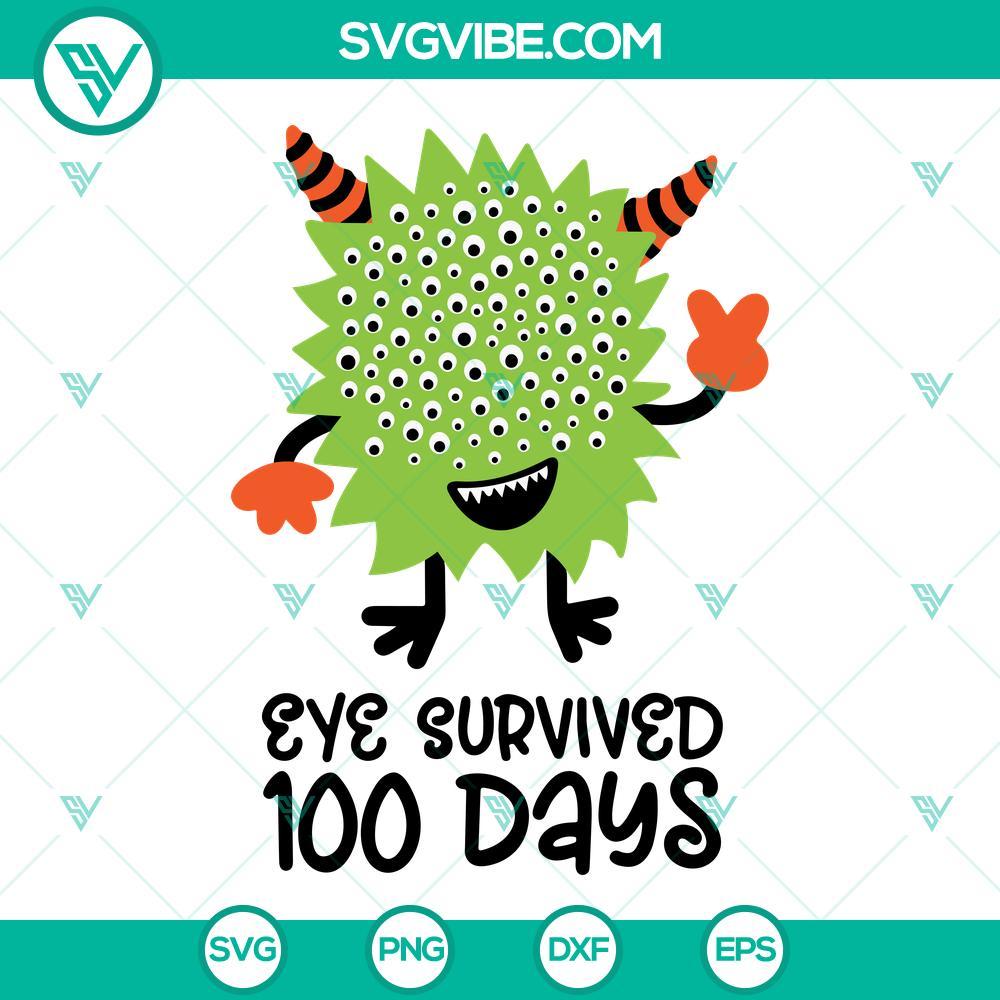 eye survived 100 days svg monster 100 days svg funny 100 days of school svg png dxf eps cricut files 5 mockup