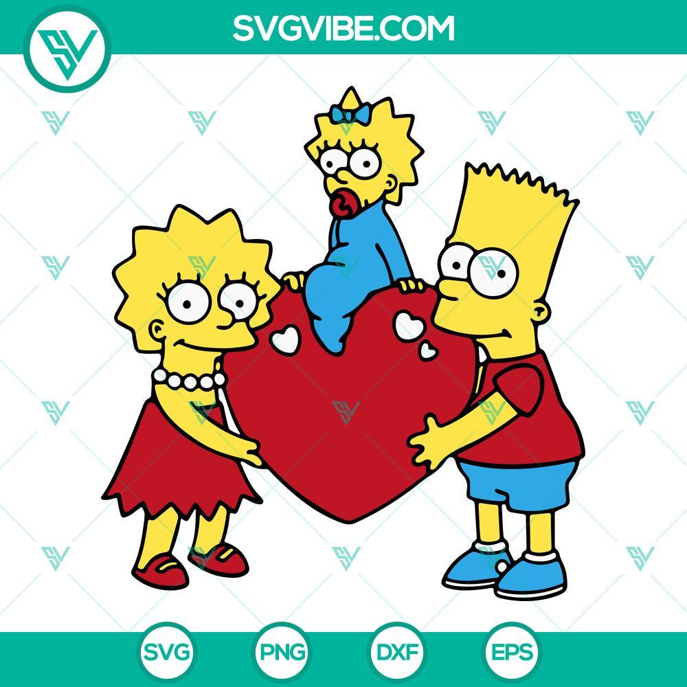 simpsons family heart svg simpsons valentines day svg png dxf eps 2 mockup