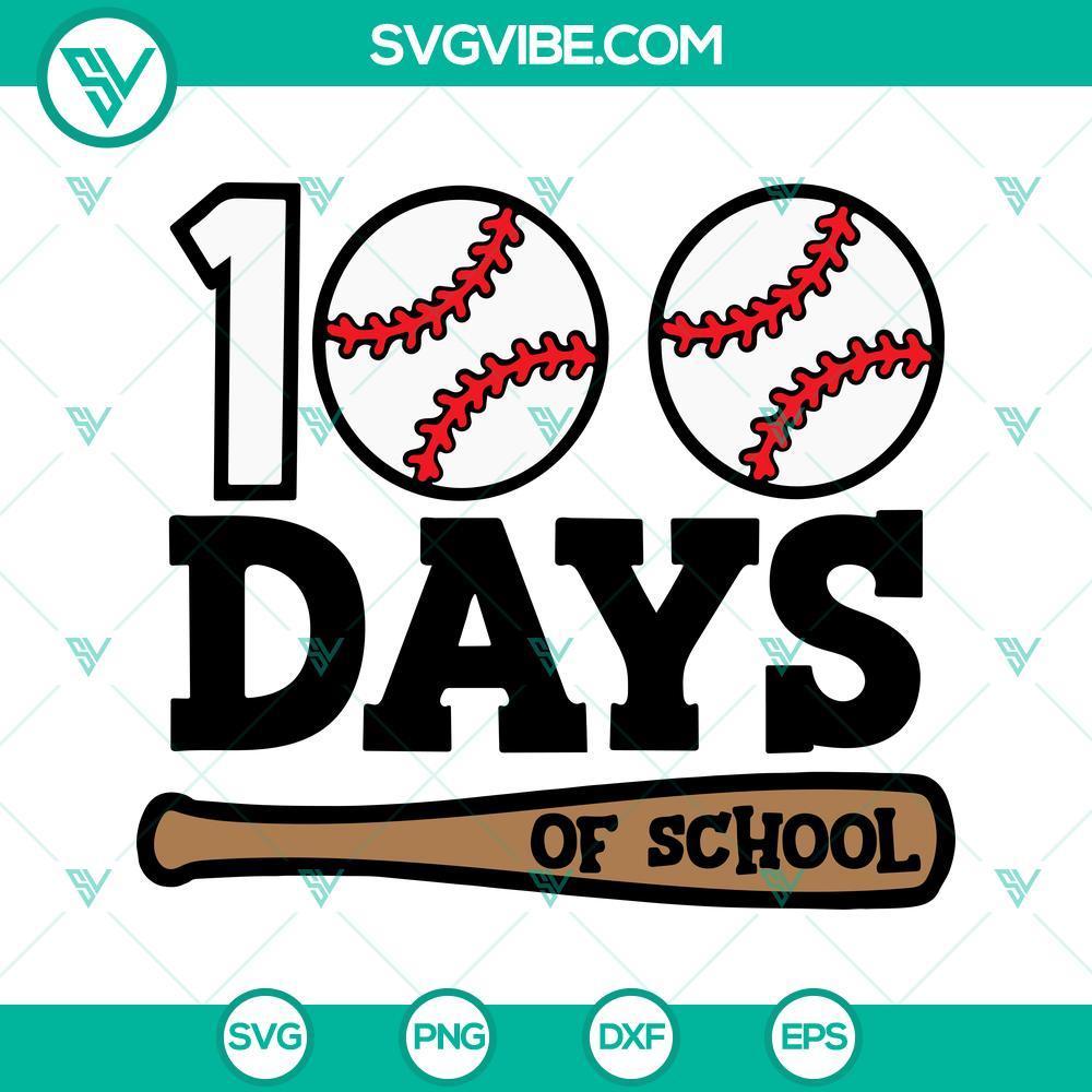 100 days of school baseball svg 100 days svg 100 days boy svg png dxf eps files 1 mockup