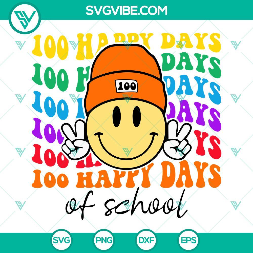 100 days of school smiley face svg smiley face with beanie svg 100 happy days of school svg files for cricut 4 mockup