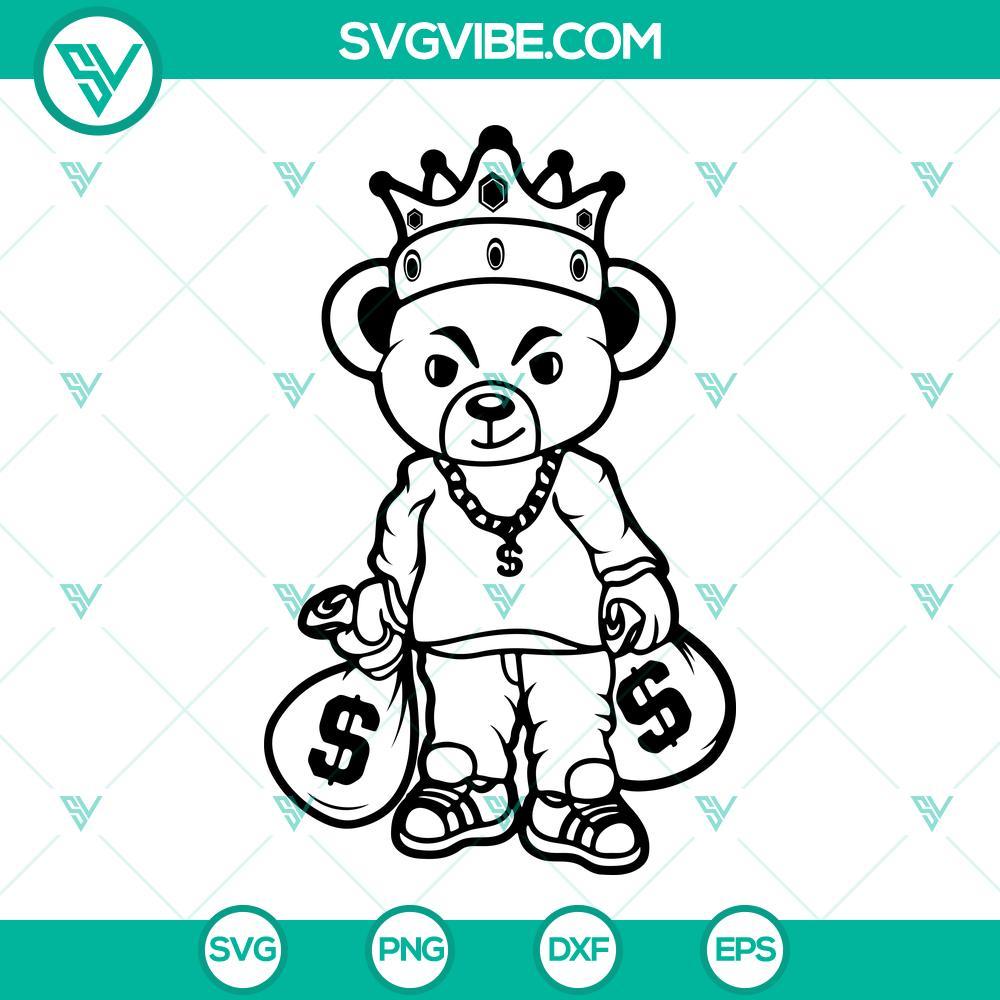 teddy king with money bag svg hipster teddy svg hooligan bear svg gangster bear svg png dxf eps cut file 5 mockup