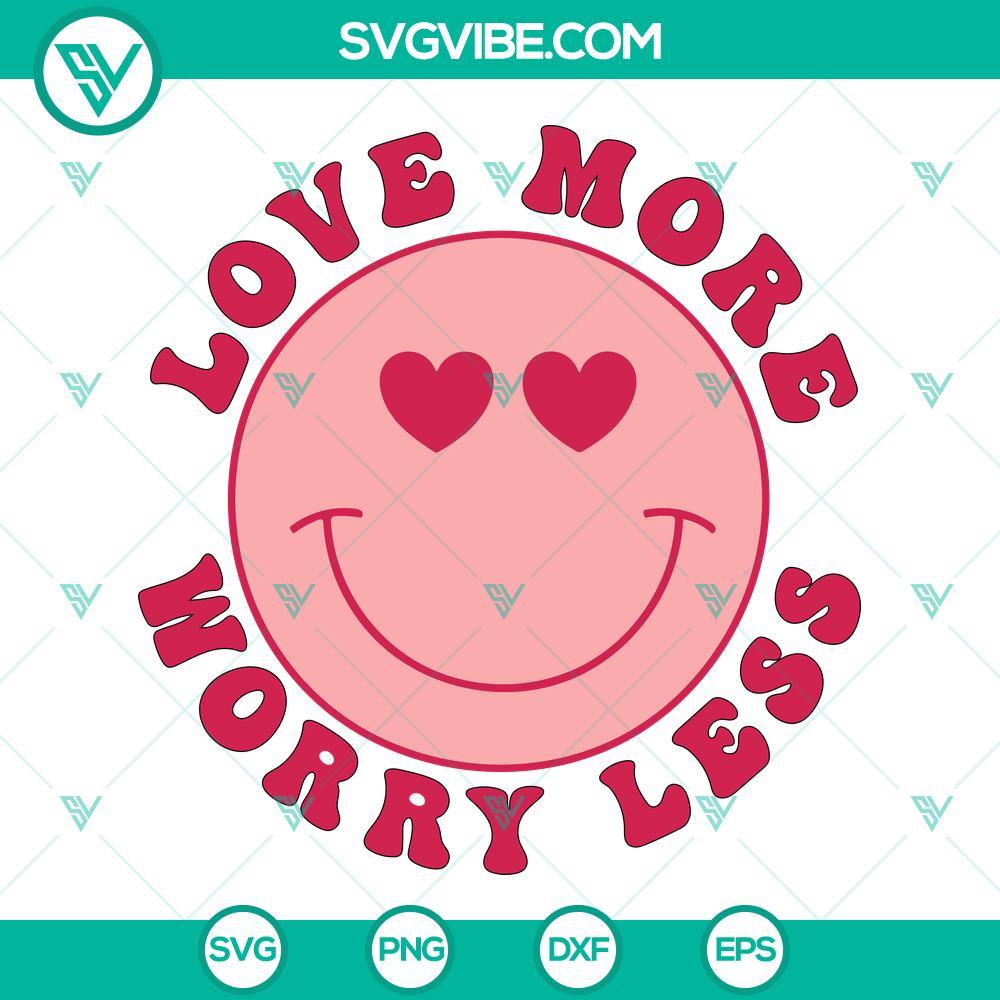 love more worry less svg groovy smiley face valentine svg png dxf eps cricut 2 mockup