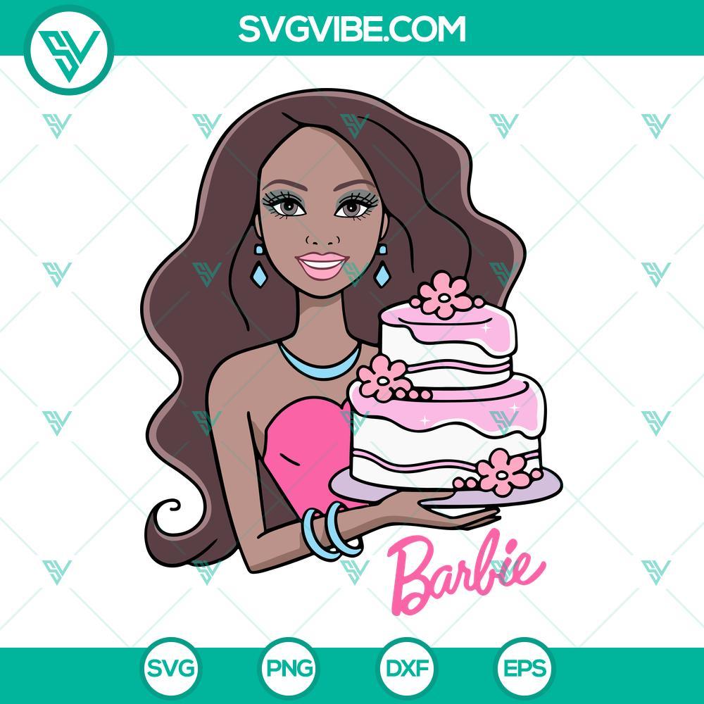 black barbie birthday cake svg barbie girl birthday party svg png dxf eps 3 mockup