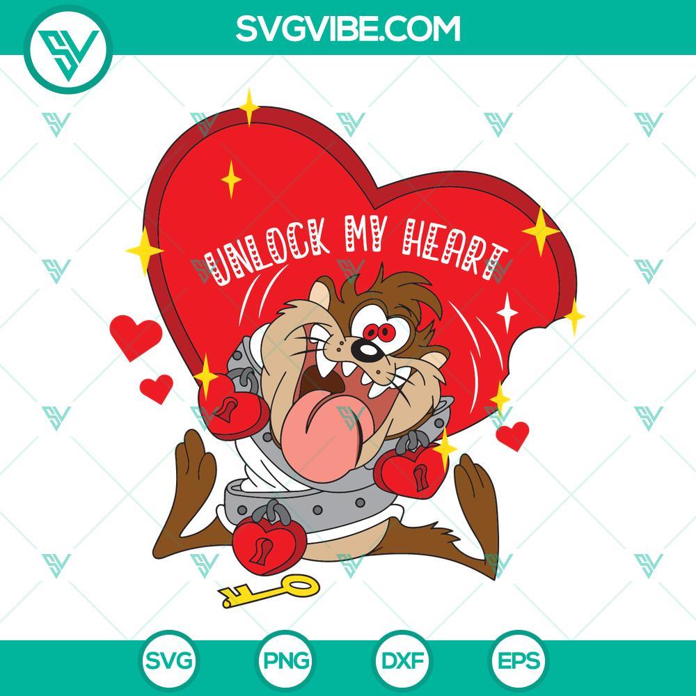 tasmanian devil looney tunes svg funny valentine svg unlock my heart svg 9 mockup