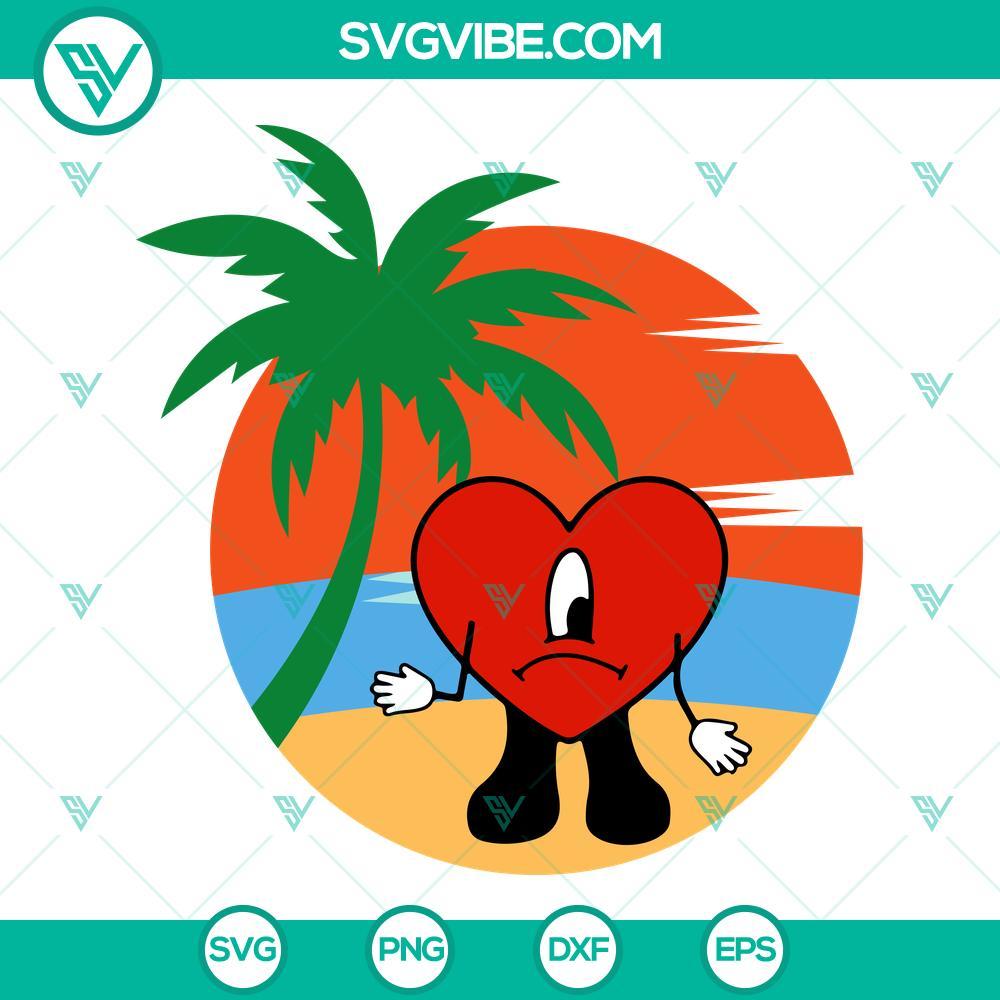 vacation bad bunny sad heart svg un verano sin ti svg bad bunny svg png dxf eps cutting files 2 mockup