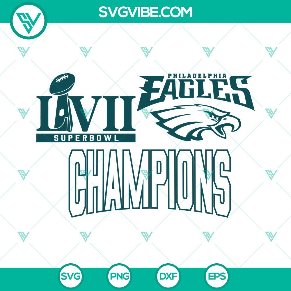 philadelphia eagles champions super bowl 2023 svg png dxf eps cut files for cricut silhouette 6 mockup