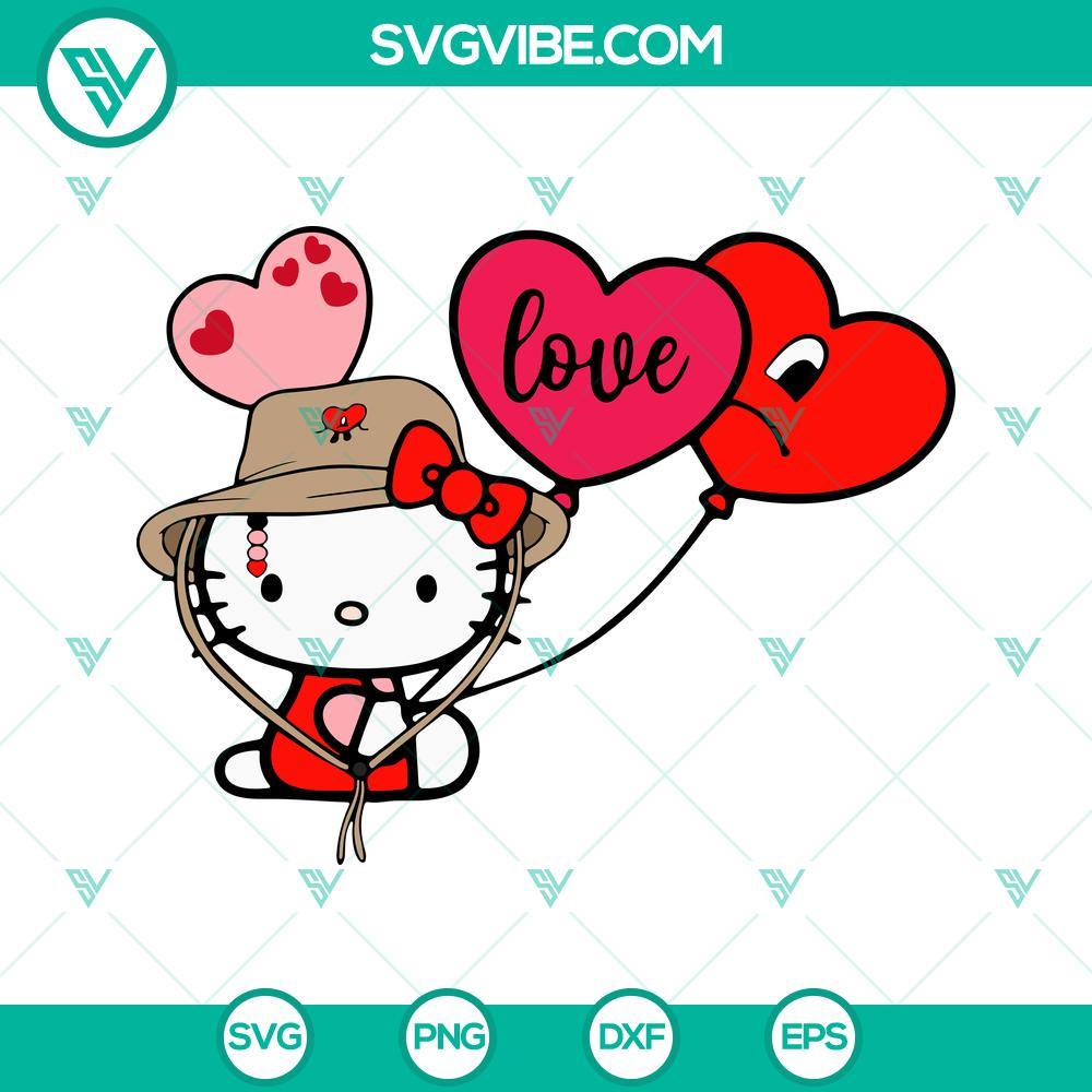 hello kitty bad bunny valentine svg hello kitty sad heart balloons svg benito valentine svg png dxf eps 5 mockup