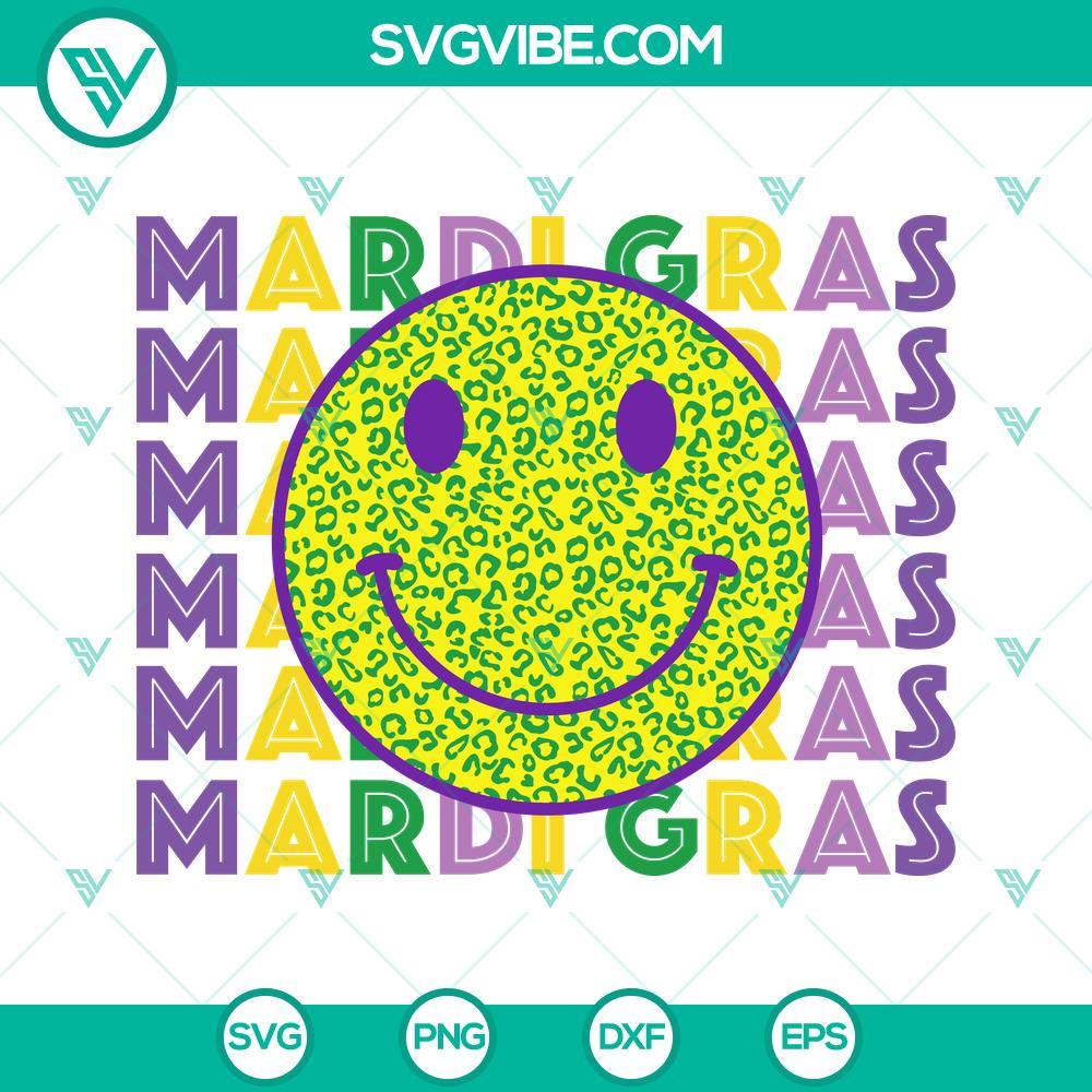 mardi gras smiley face svg leopard happy face svg retro mardi gras svg png dxf eps cut files 2 mockup