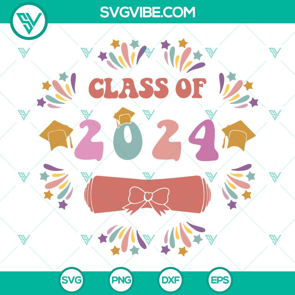 class of 2024 svg retro senior 2024 svg graduation svg back to school svg png dxf eps files 10 mockup