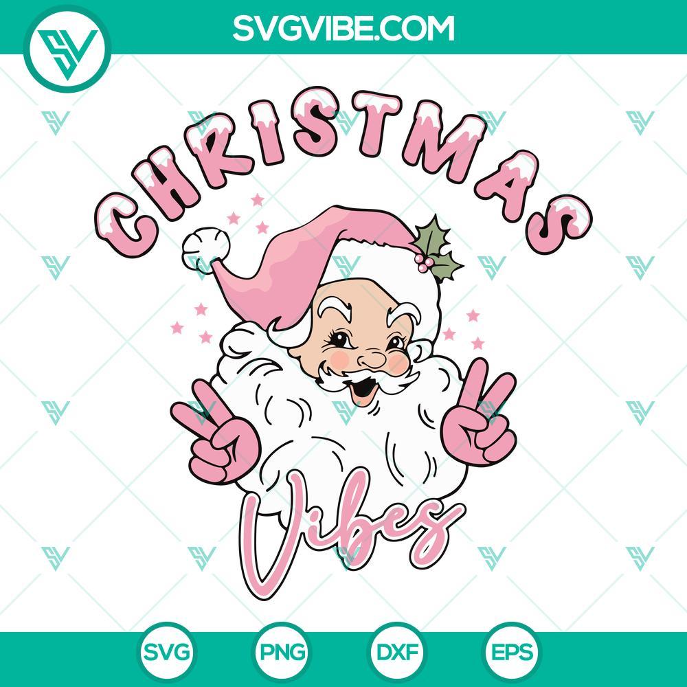 pink santa claus christmas vibes svg vintage pink santa claus svg christmas vibes svg png dxf eps cut files 3 mockup