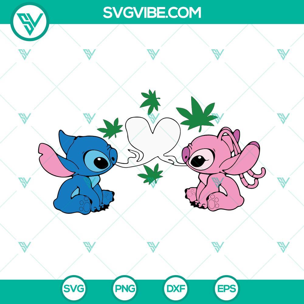 stitch and angel weed svg stoner couple svg love marijuana svg lilo and stitch cannabis svg png dxf eps 9 mockup