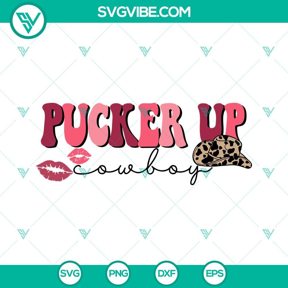 pucker up cowboy svg happy valentines day svg western valentines svg png dxf eps cut files 10 mockup