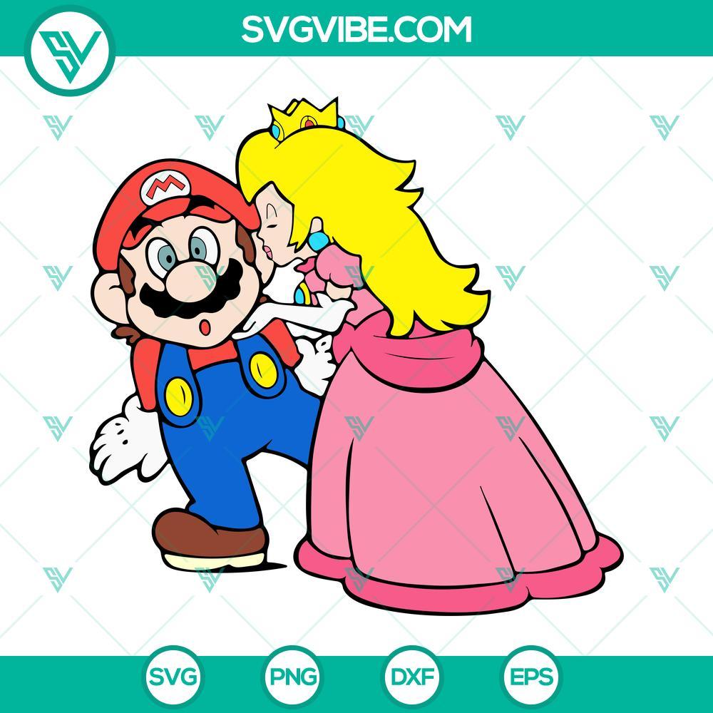 princess peach kiss mario svg princess peach love svg mario svg funny super mario bros svg png dxf eps 6 mockup