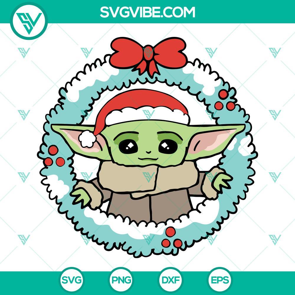 baby yoda christmas wreath svg christmas the child svg cut files 9 mockup