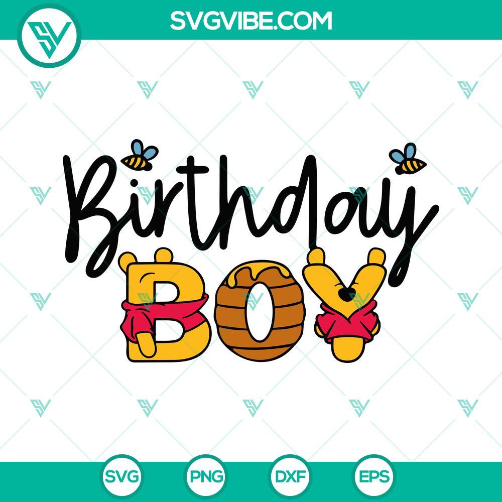 winnie the pooh birthday boy svg disney cartoon birthday family svg png dxf eps digital download 8 mockup