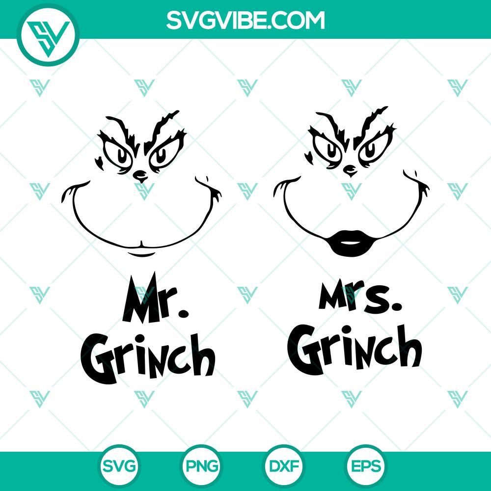 mr grinch and mrs grinch svg bundle the grinch christmas svg grinch face svg cricut silhouette 2 mockup