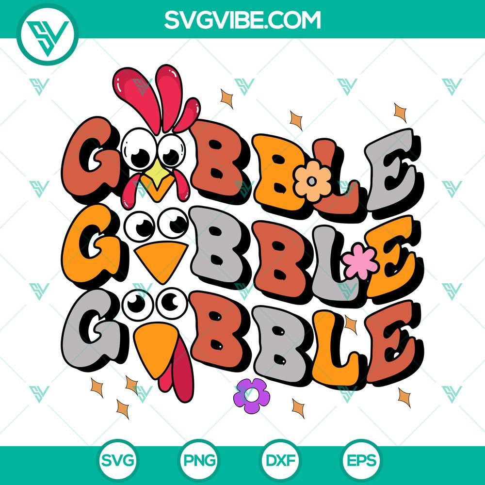 gobble gobble gobble svg turkey thaksgiving svg gobble turkey face svg files 3 mockup