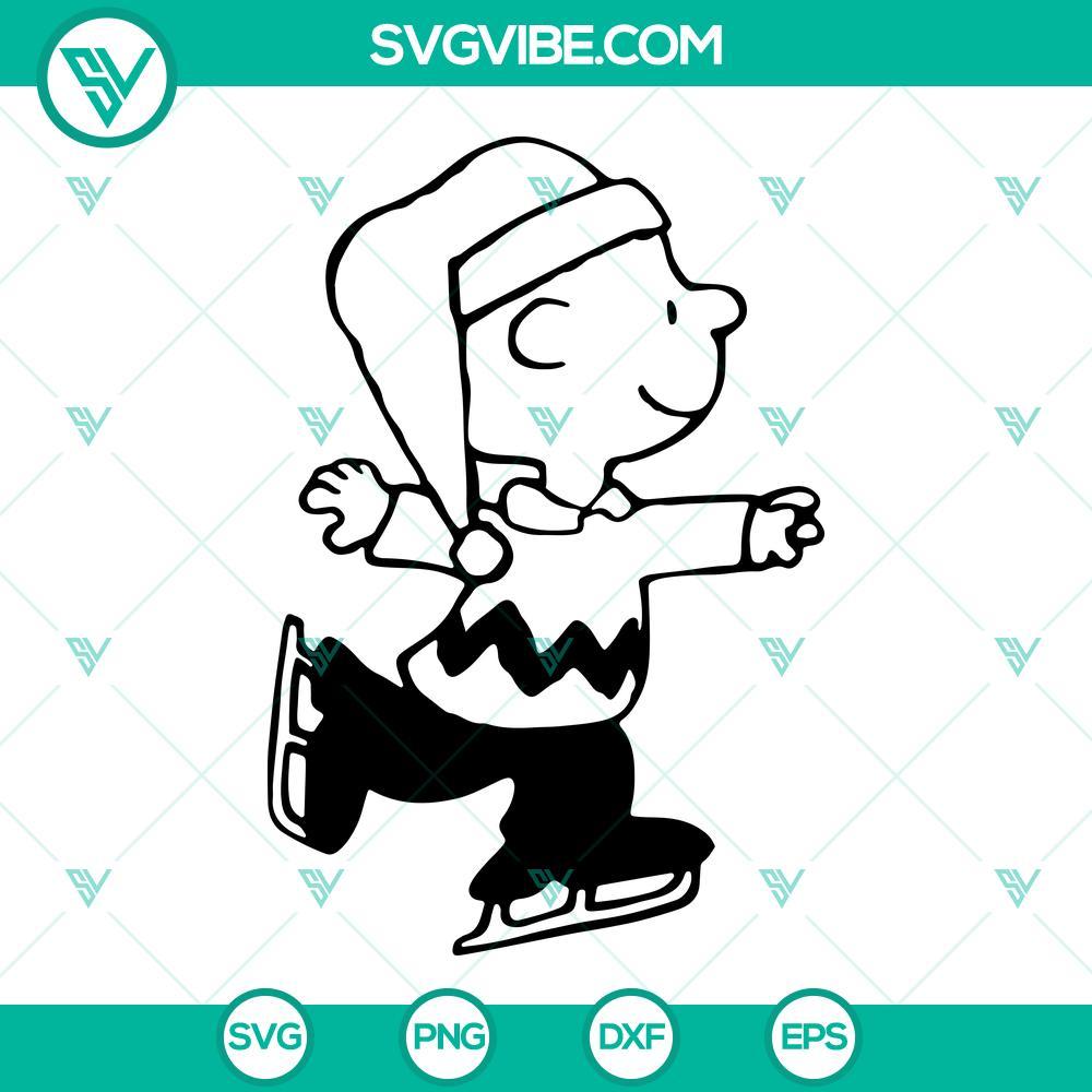 charlie brown ice skating svg peanuts winter holiday svg charlie brown santa hat svg 3 mockup