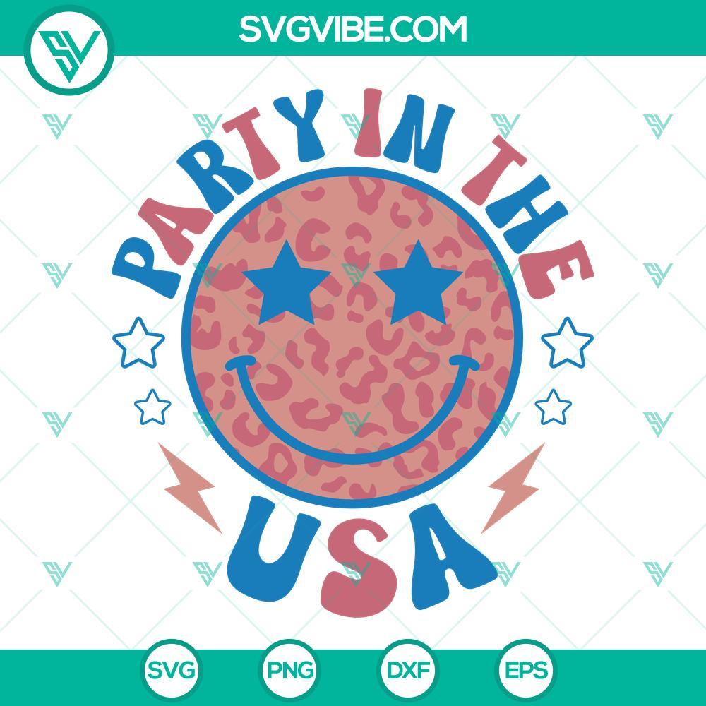 party in the usa leopard smiley face svg retro 4th of july svg american independence svg png dxf eps 7 mockup