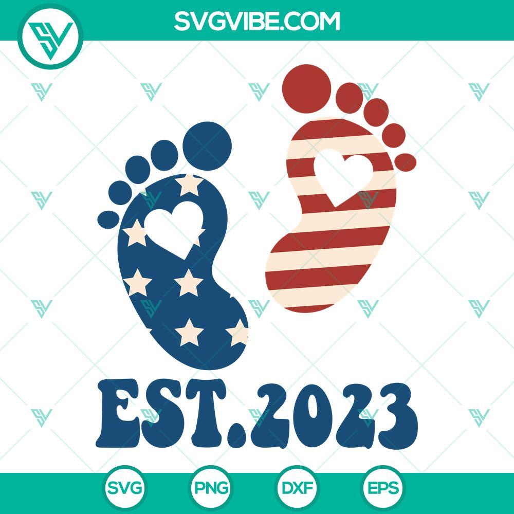 red white and due est 2023 svg new american baby svg pregnancy announcement 4th july svg 1 mockup