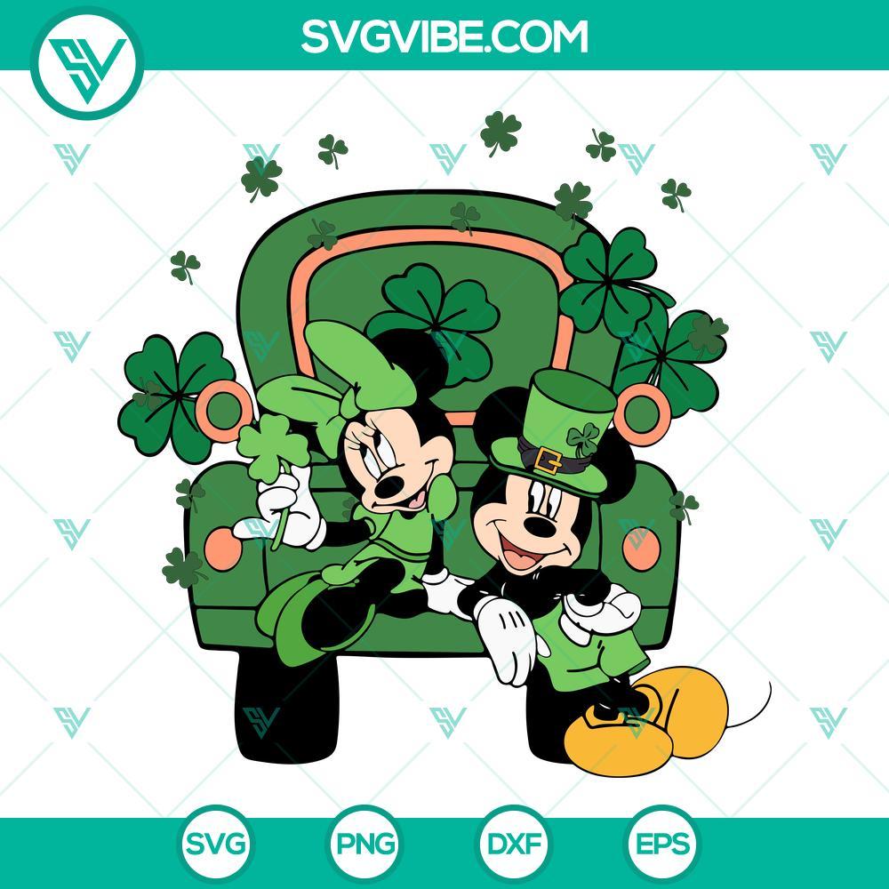 mickey and minnie with clover truck svg lucky disney svg st patricks day mouse svg png dxf eps 10 mockup