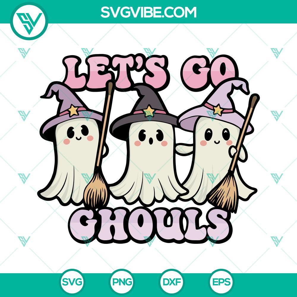 let s go ghouls svg cute ghosts svg retro halloween kids svg png dxf eps files 5 mockup