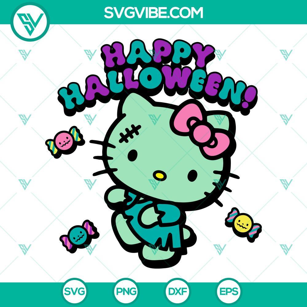 hello kitty zombie happy halloween svg png dxf eps cut files 4 mockup