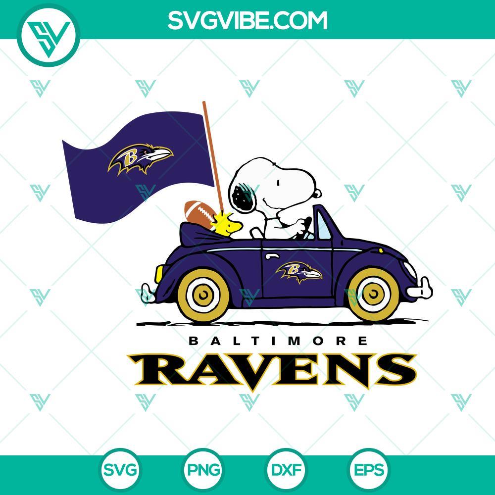 snoopy car baltimore ravens svg png dxf eps cut files 4 mockup