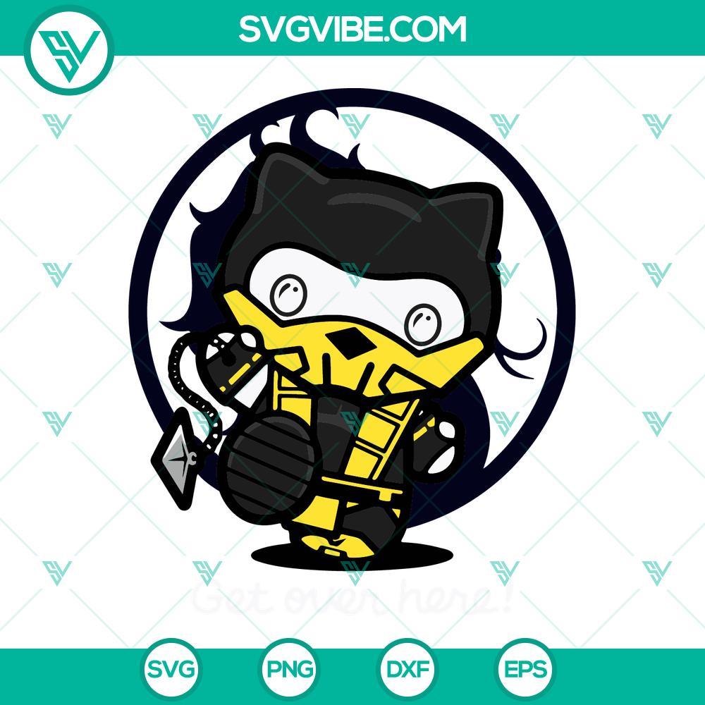 hello kitty scorpion get over here svg kitty cat mortal kombat svg png dxf eps 10 mockup