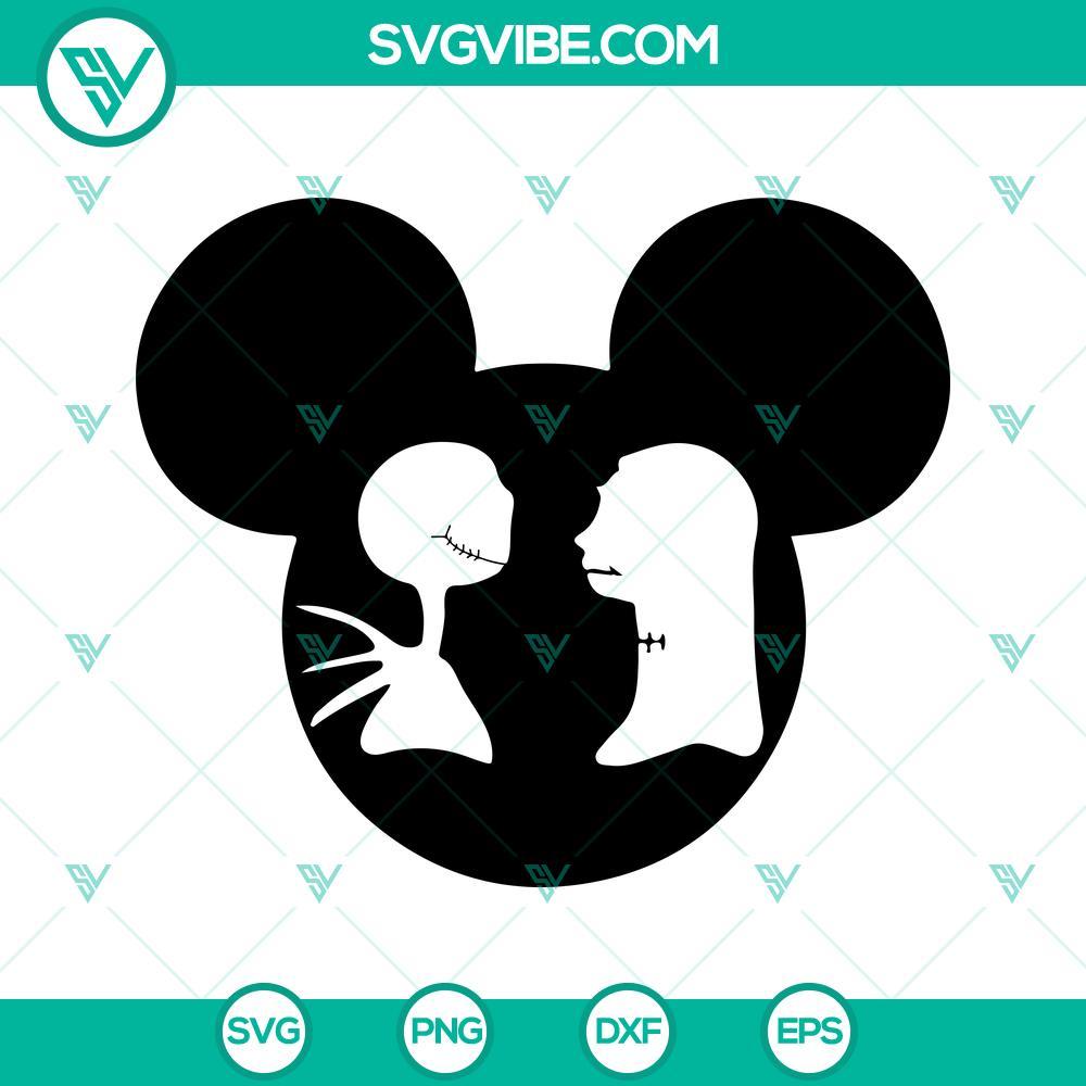 mickey head jack skellington and sally svg bundle disney nightmare before christmas halloween svg png dxf eps 10 mockup