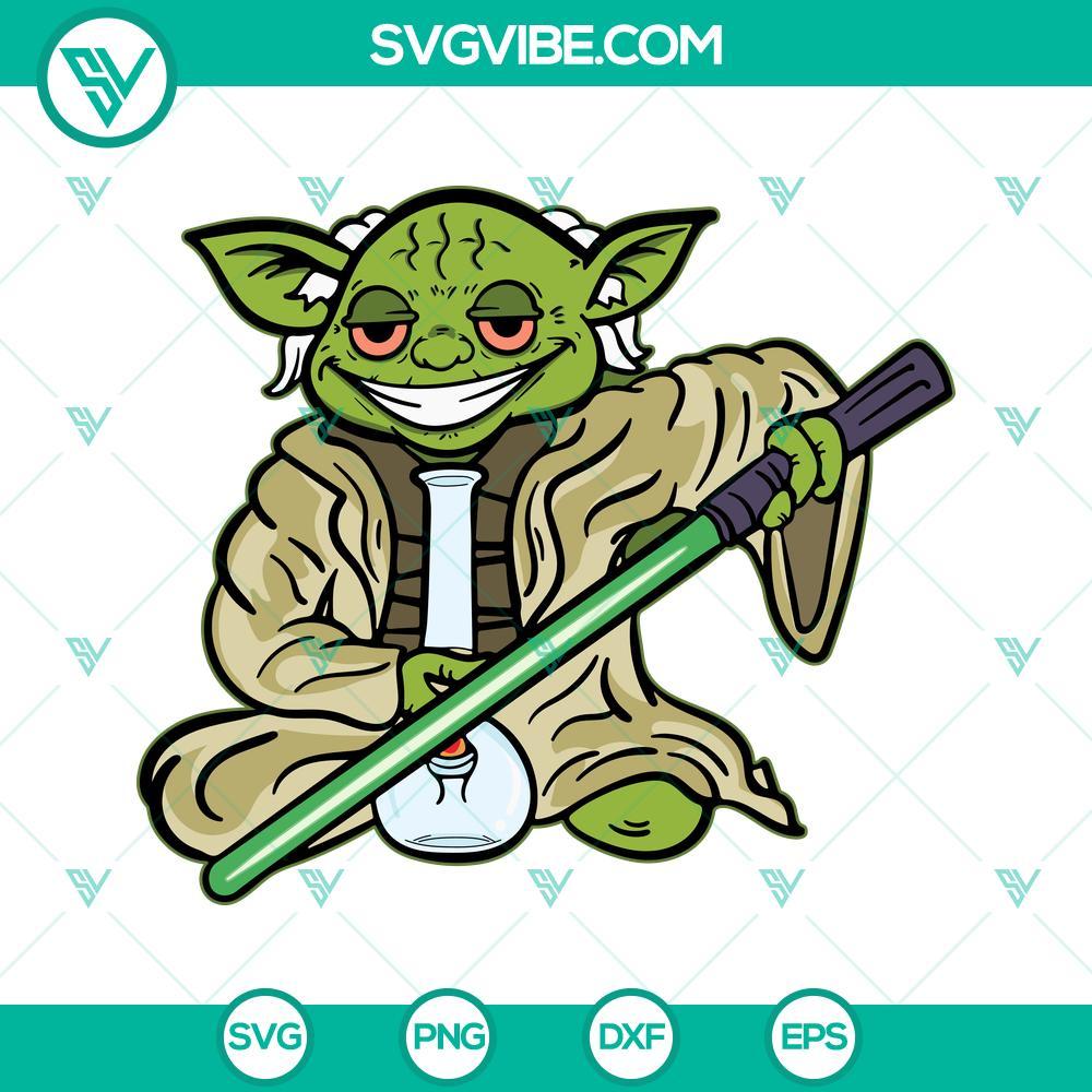 yoda with weed bong svg jedi master smoking marijuana svg star wars cannabis svg png dxf eps 7 mockup