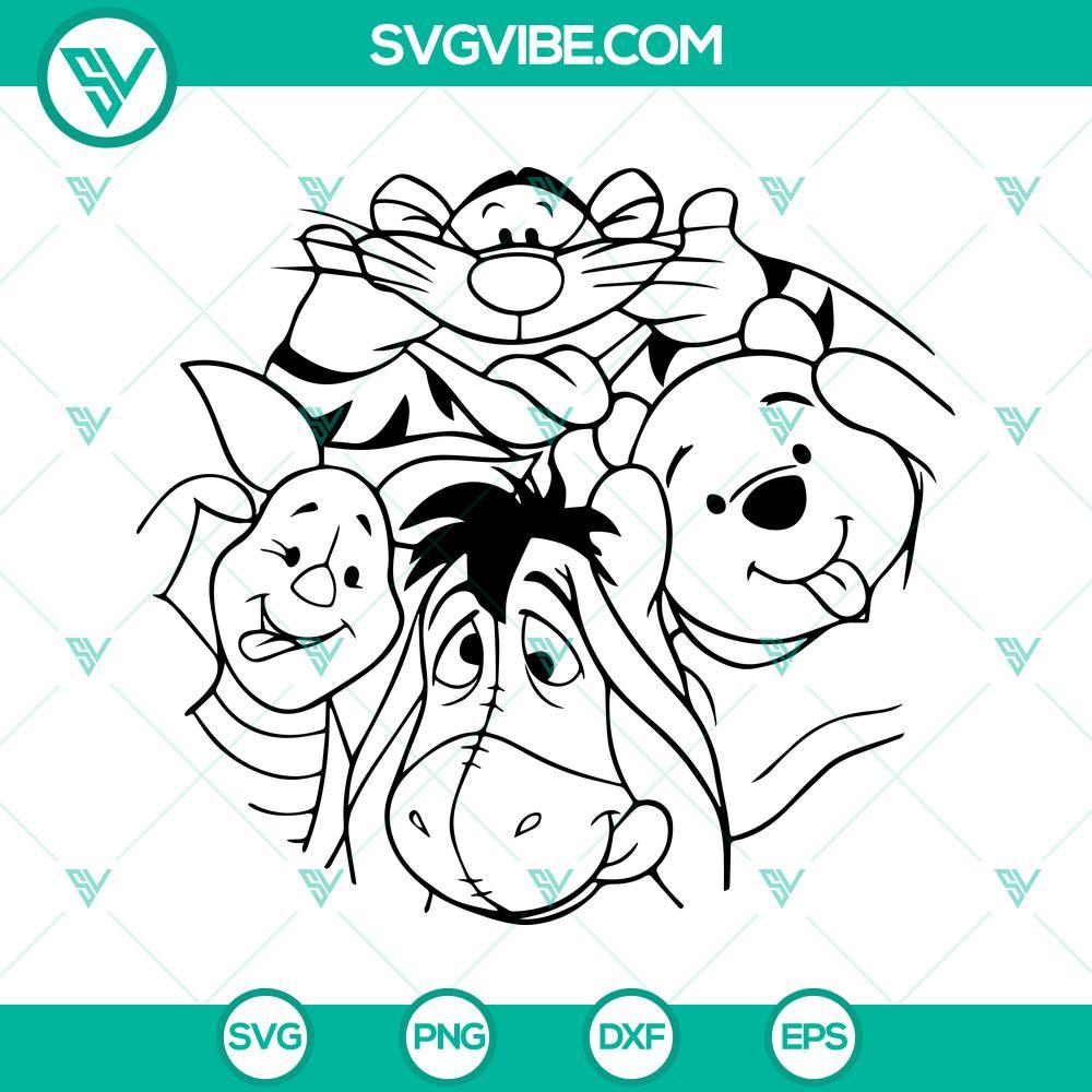 winnie the pooh friends svg piglet eeyore kanga roo owl rabbit tigger svg disney cartoon svg png dxf eps 1 mockup