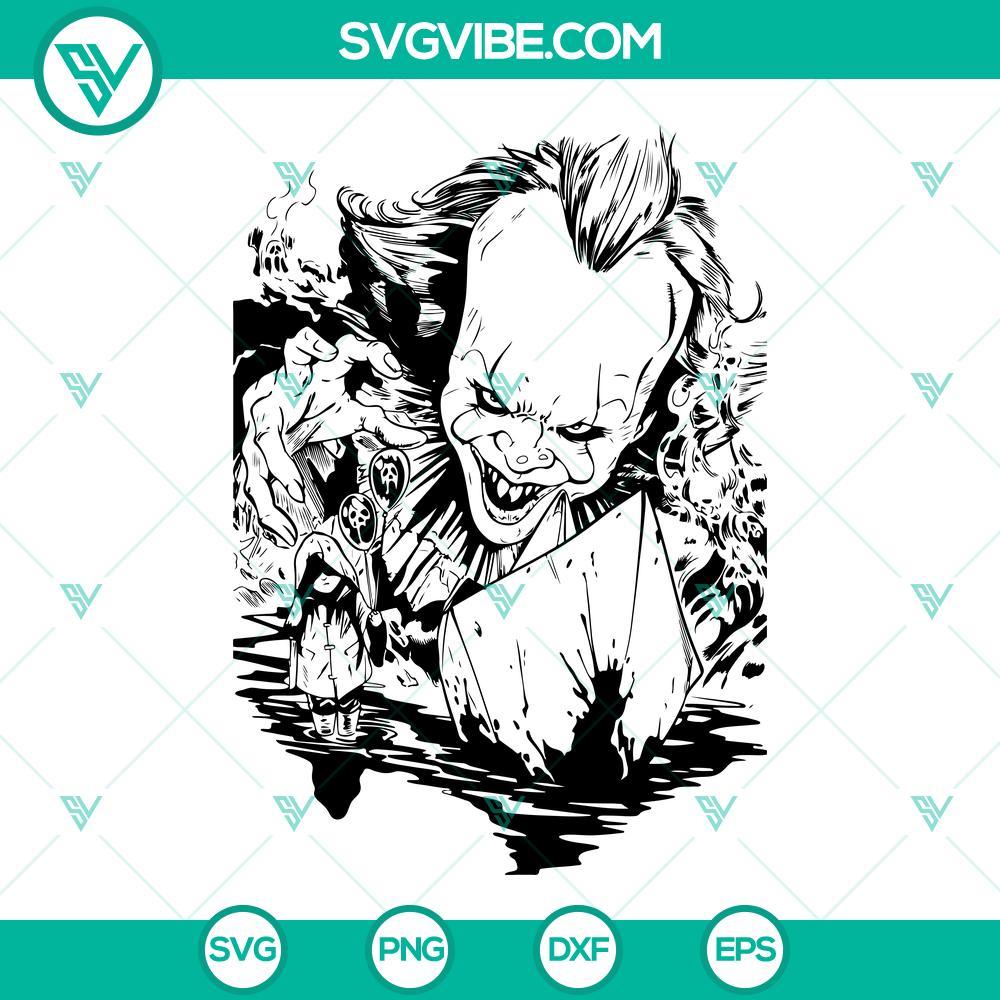 it horror movie svg pennywise svg georgie denbrough svg halloween svg png eps dxf cutting files 4 mockup