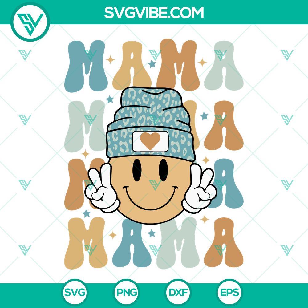 mama smiley beanie hat svg mom life svg retro happy mothers day svg png dxf eps instant download 3 mockup