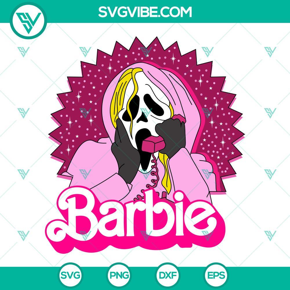 barbie ghostface svg pink scream svg scary barbie halloween svg png dxf eps cricut 5 mockup