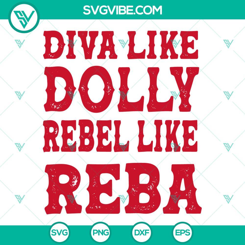 diva like dolly rebel like reba svg cowgirl svg country music svg png dxf eps instant download 4 mockup