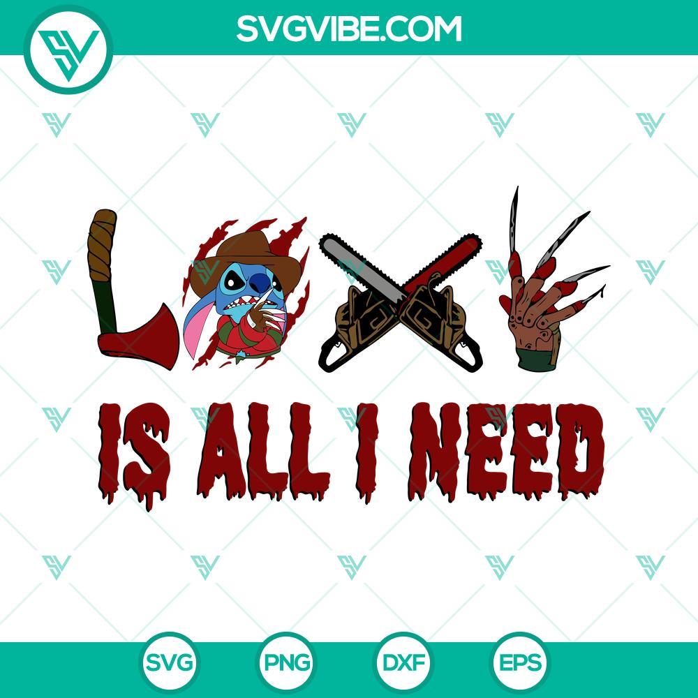 stitch freddy krueger svg love is all i need horror svg scary movie halloween svg png dxf eps 9 mockup