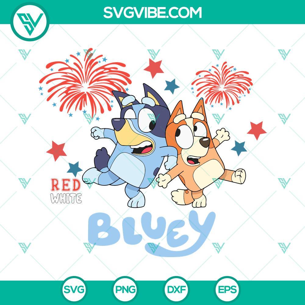 red white bluey svg bluey and bingo 4th of july svg fireworks svg bluey independence day svg png dxf eps files 10 mockup