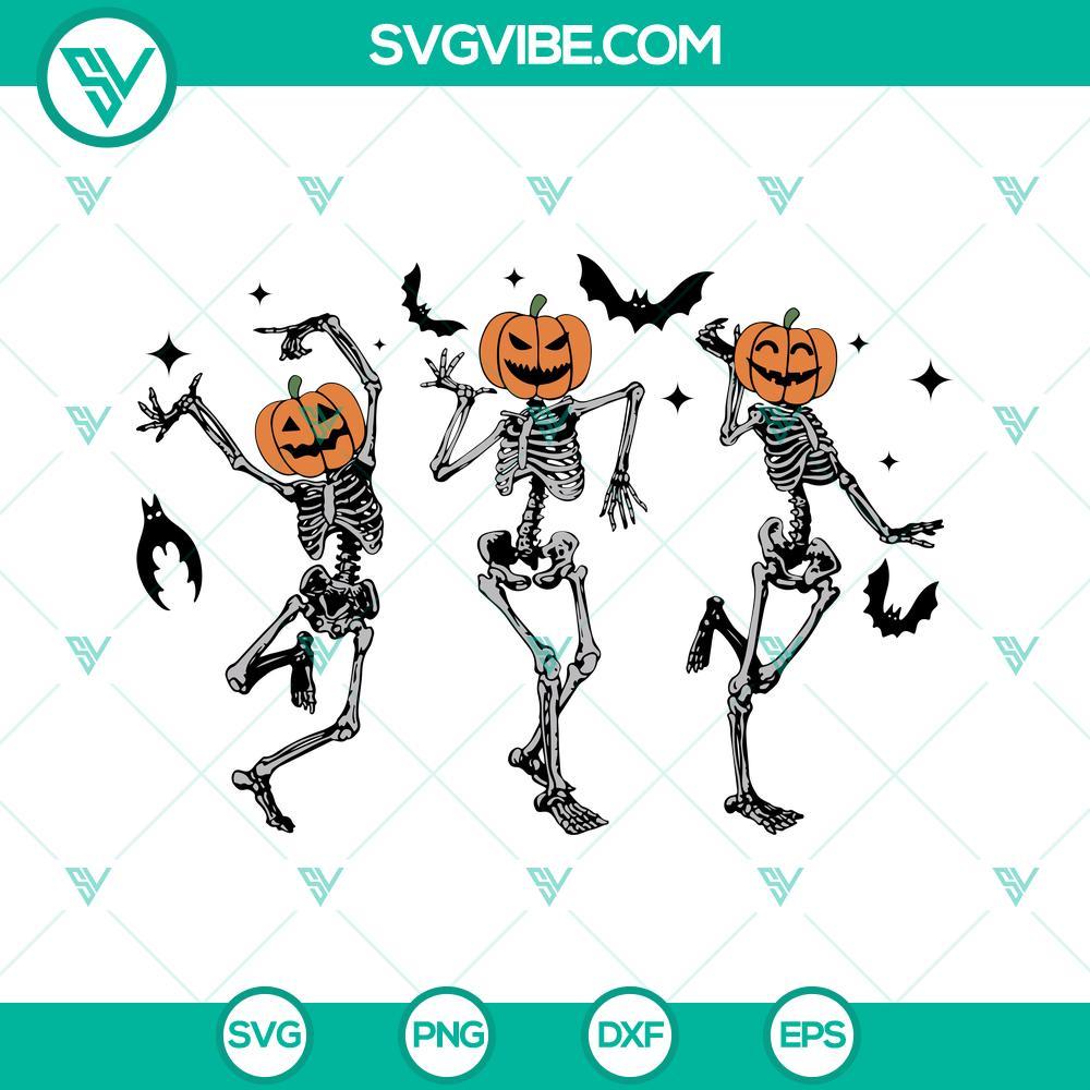 dancing pumpkin head skeletons svg halloween svg skeletons dancing svg files 3 mockup