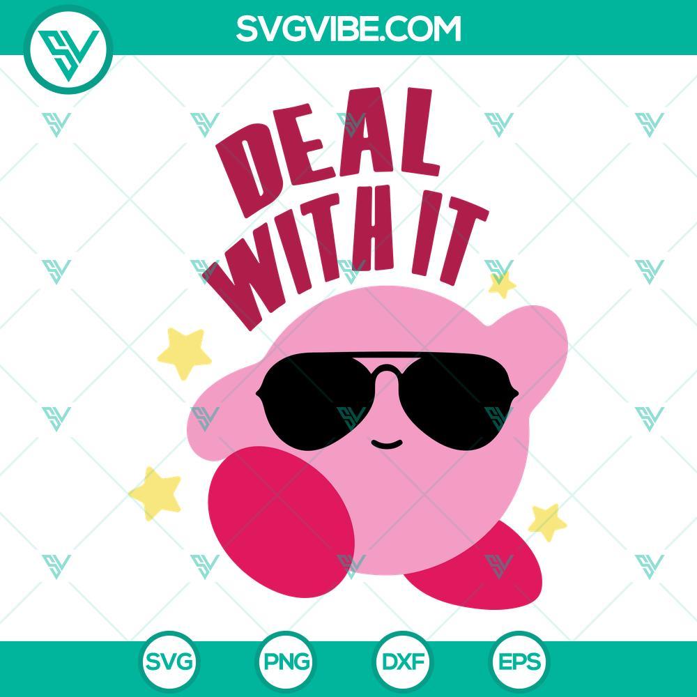 deal with it kirby svg kirby thug life svg cute cartoon game svg png dxf eps cricut files 6 mockup