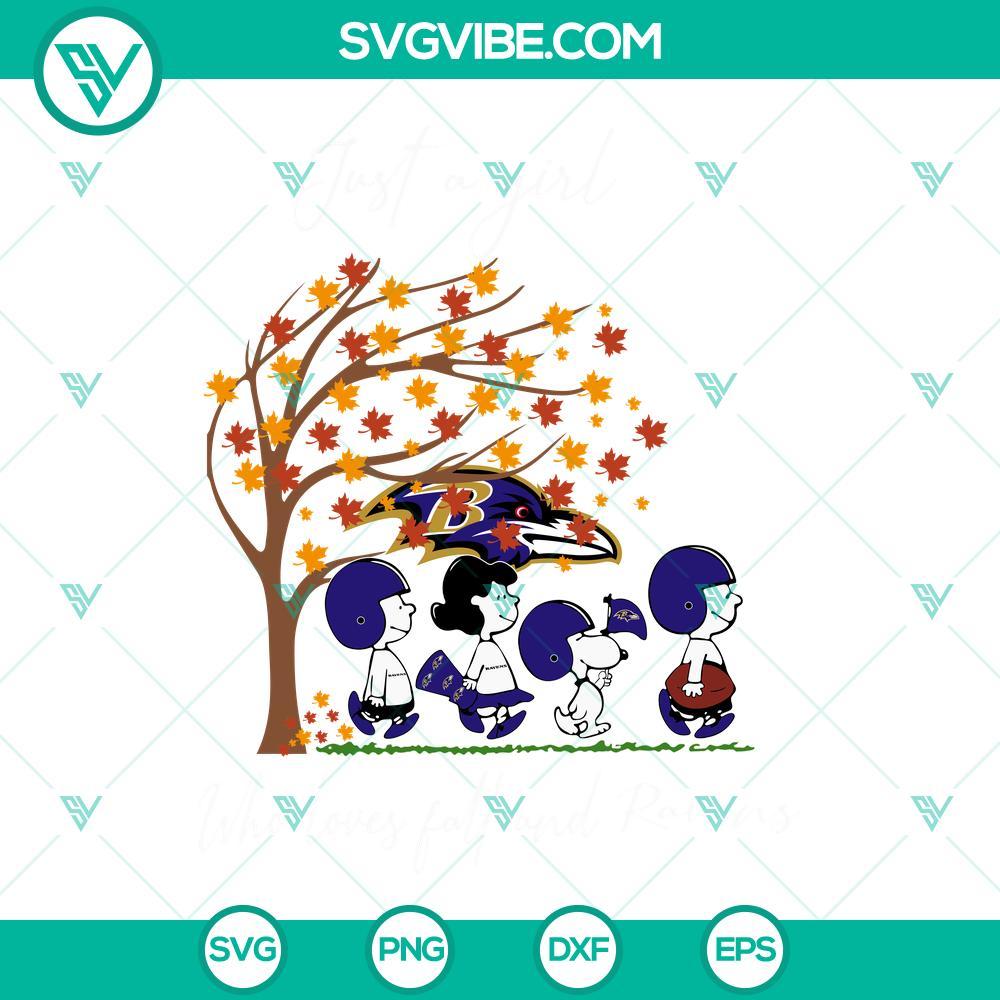 just a girl who loves fall and baltimore ravens snoopy svg png dxf eps files 9 mockup