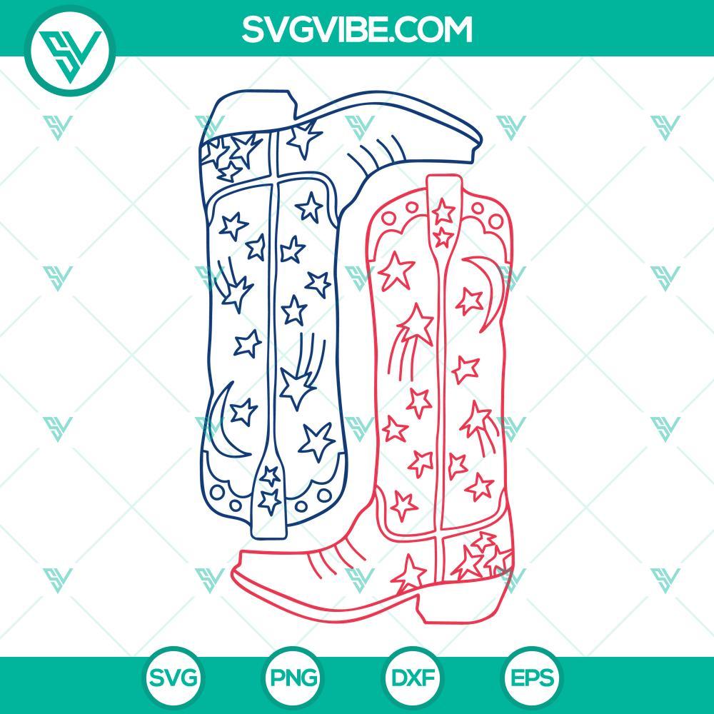 blue and red american cowboy boots svg cowgirl svg western patriotic svg 4th of july svg png dxf eps 10 mockup